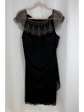 dj jazz cap sleeve beaded neck sheath dress Dj-Jaz | Dresses | Dj Jaz 34 Sleeve Embellished Sheath Dress New Size 6
